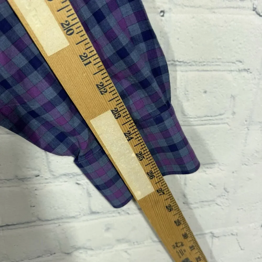 Peter Millar Winter Soft Twill Collection Shirt Mens XL Purple Blue Plaid Preppy